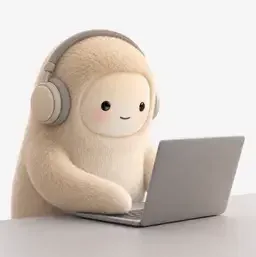 Jolly, Muse's mascot, at a laptop